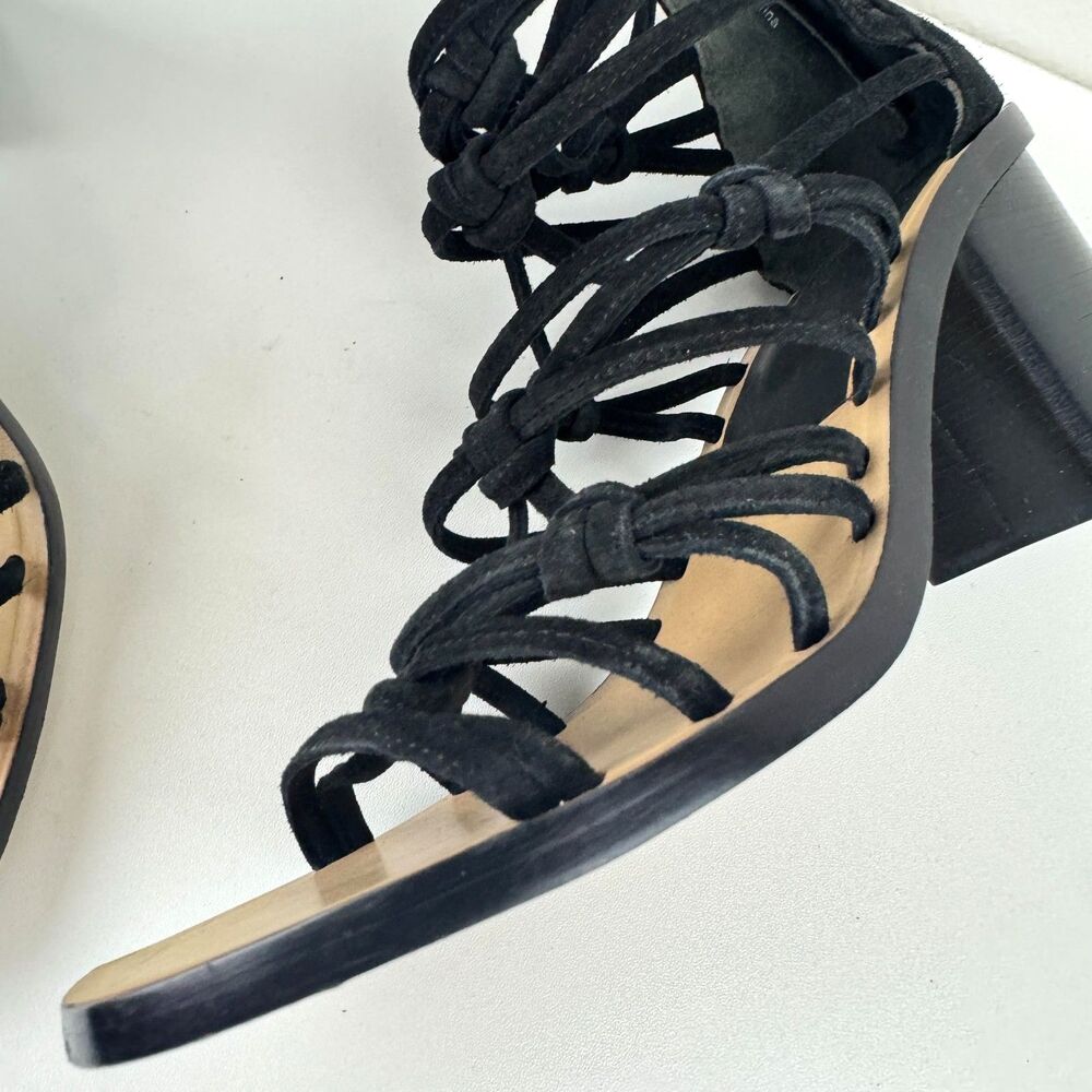 Rag & Bone Camille Black Caged Macrame Design Block Heel Sandals Zip Back EU 37 - Picture 11 of 12